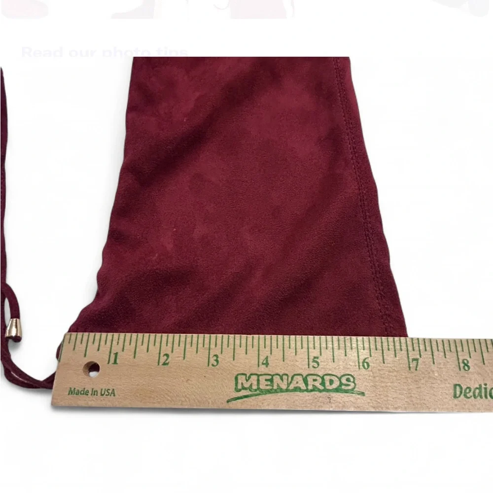 AKIRA Burgundy Over the Knee Boots with Chunky Sole and Lace-Up Design 7 NWT